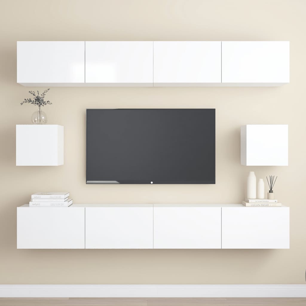 vidaXL 6-dijelni set TV ormarića visoki sjaj bijeli od iverice - cover