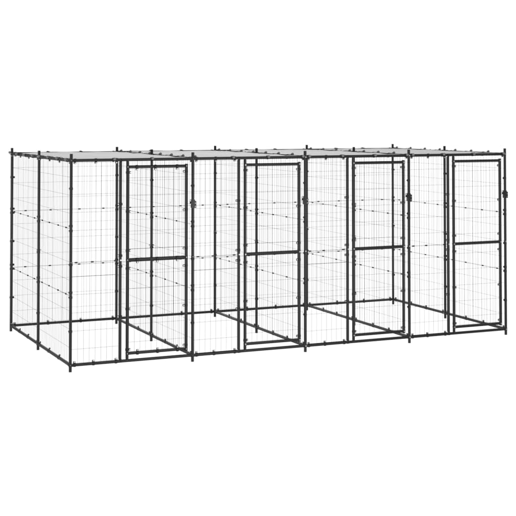 vidaXL Vanjski kavez za pse s krovom čelični 9,68 m² - cover