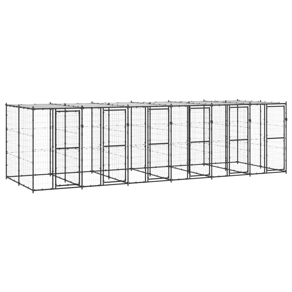 vidaXL Vanjski kavez za pse s krovom čelični 14,52 m² - cover