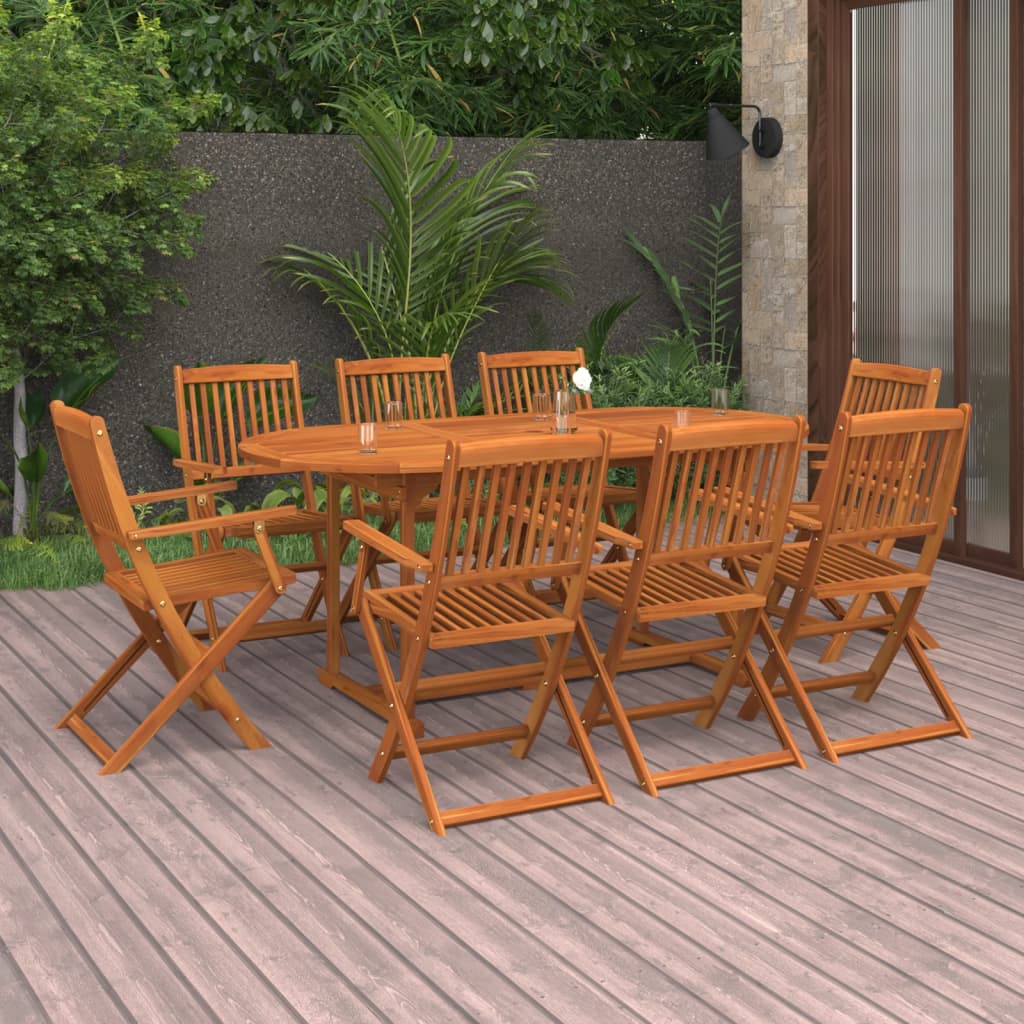 vidaXL 9-dijelni vrtni blagovaonski set 180x90x75 cm bagremovog drva - cover
