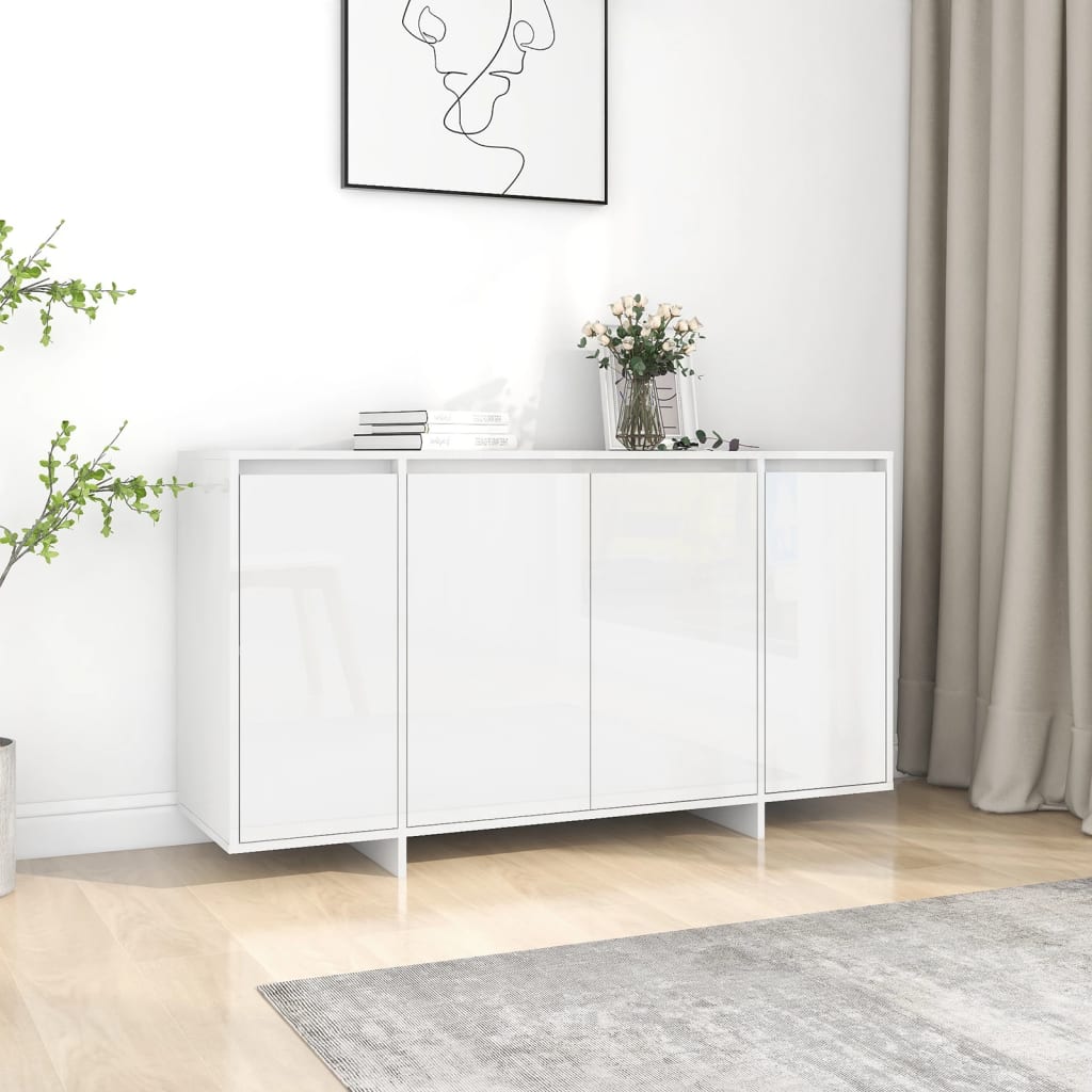 vidaXL Komoda sjajna bijela 135 x 41 x 75 cm od konstruiranog drva - cover
