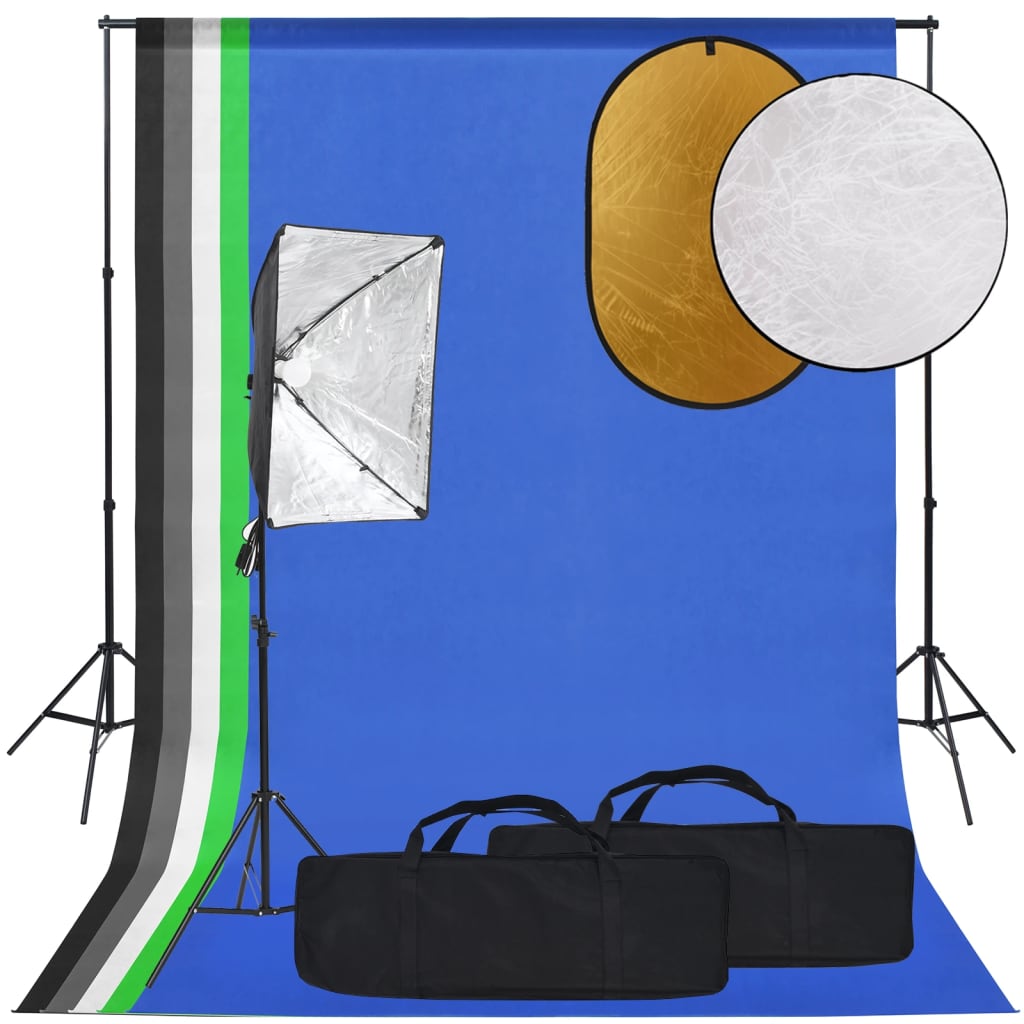 vidaXL Fotografska oprema sa svjetlom softbox, pozadinom i reflektorom - cover
