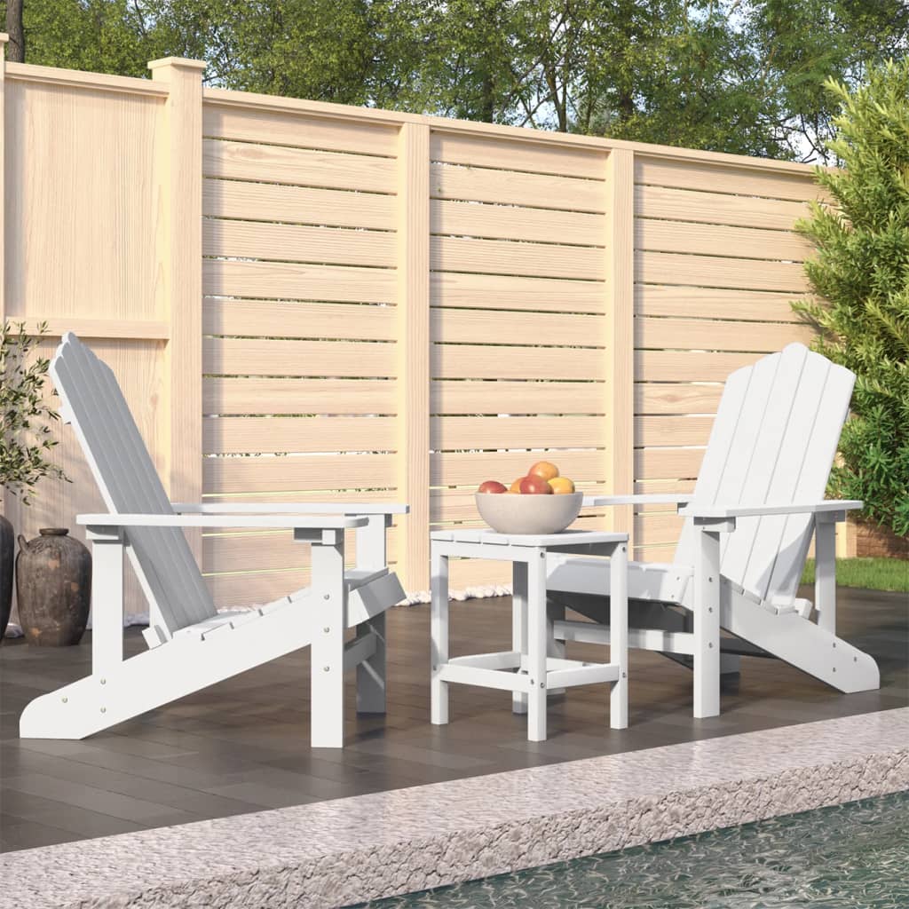 vidaXL Vrtne stolice Adirondack sa stolićem HDPE bijele - cover