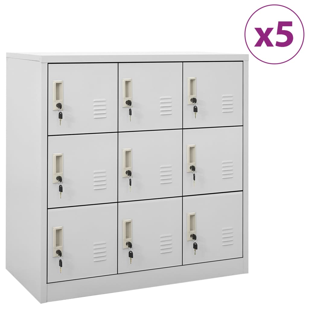 vidaXL Ormarići s ključem 5 kom svjetlosivi 90 x 45 x 92,5 cm čelični - cover