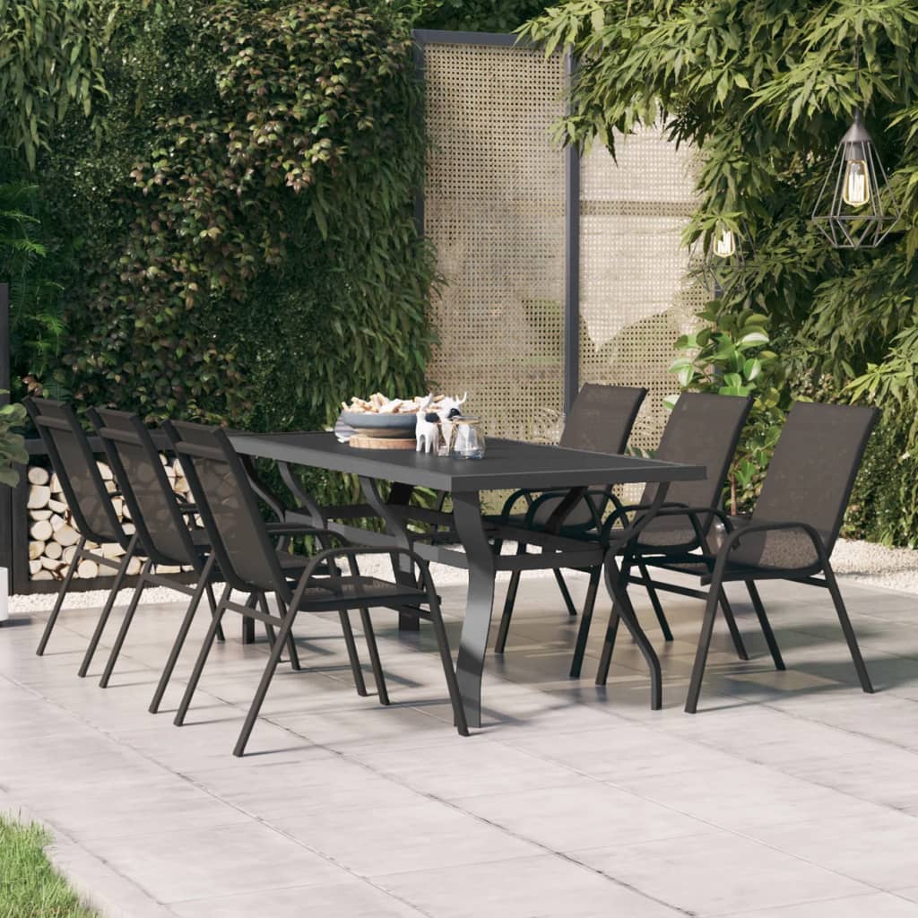 vidaXL Vrtni stol sivo-crni 180 x 80 x 70 cm od čelika i stakla - cover