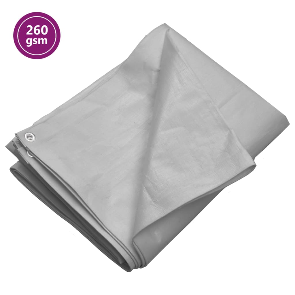vidaXL Cerada 260 g/m² 4x5 m siva HDPE - cover