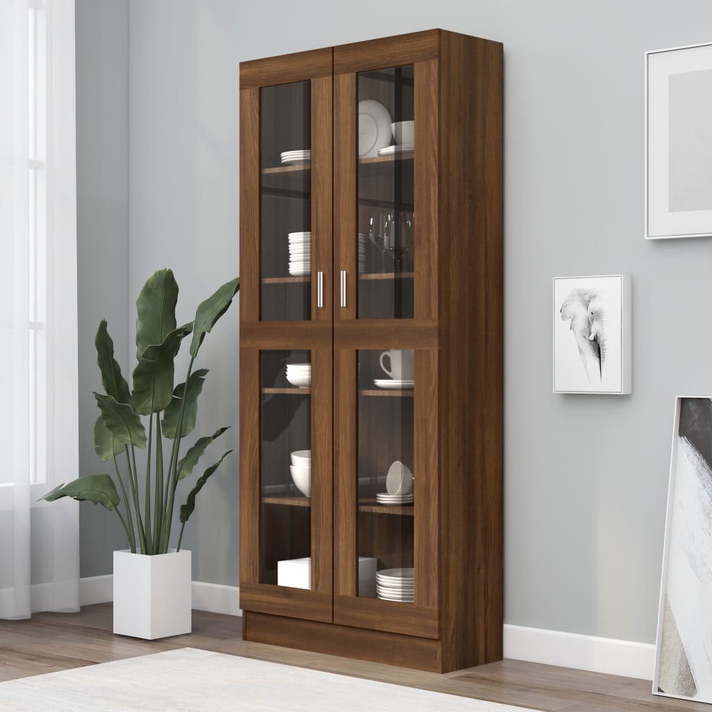 vidaXL Vitrina boja smeđeg hrasta 82,5x30,5x185,5 cm konstruirano drvo - cover