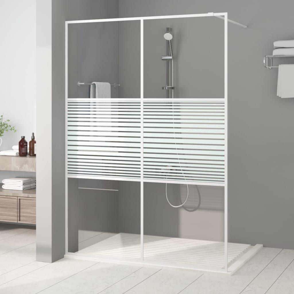vidaXL Pregrada za tuš bijela 140 x 195 cm s prozirnim staklom ESG - cover