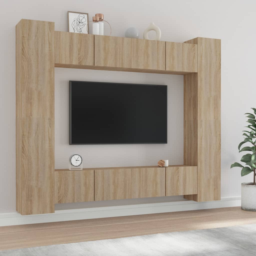 vidaXL 8-dijelni set TV ormarića boja hrasta sonome konstruirano drvo - cover
