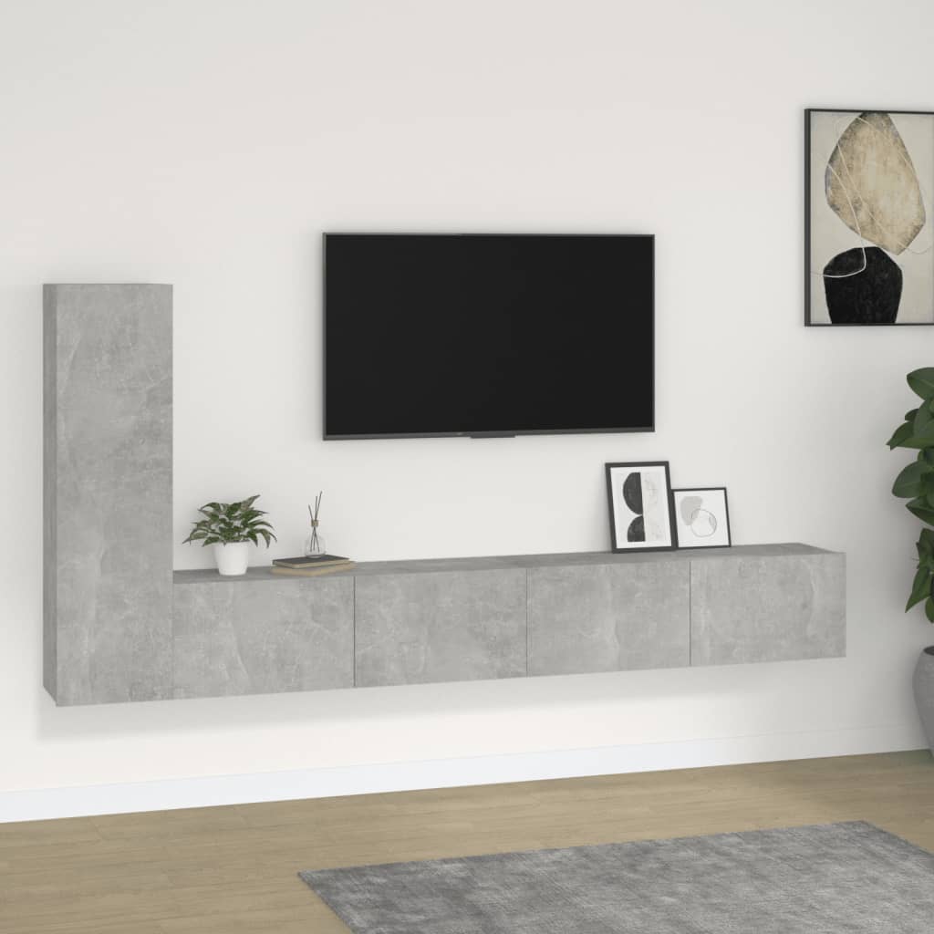 vidaXL 3-dijelni set TV ormarića siva betona konstruirano drvo - cover