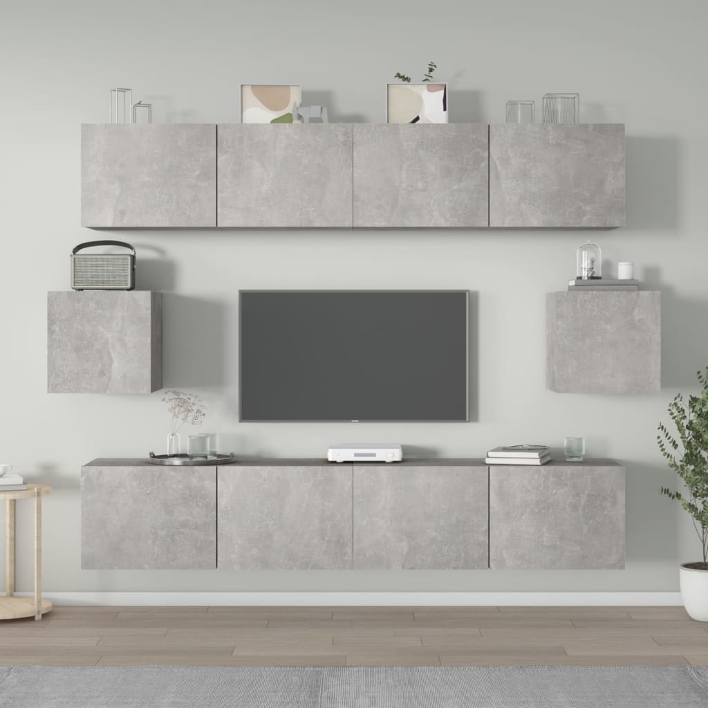 vidaXL 6-dijelni set TV ormarića siva boja betona drveni - cover