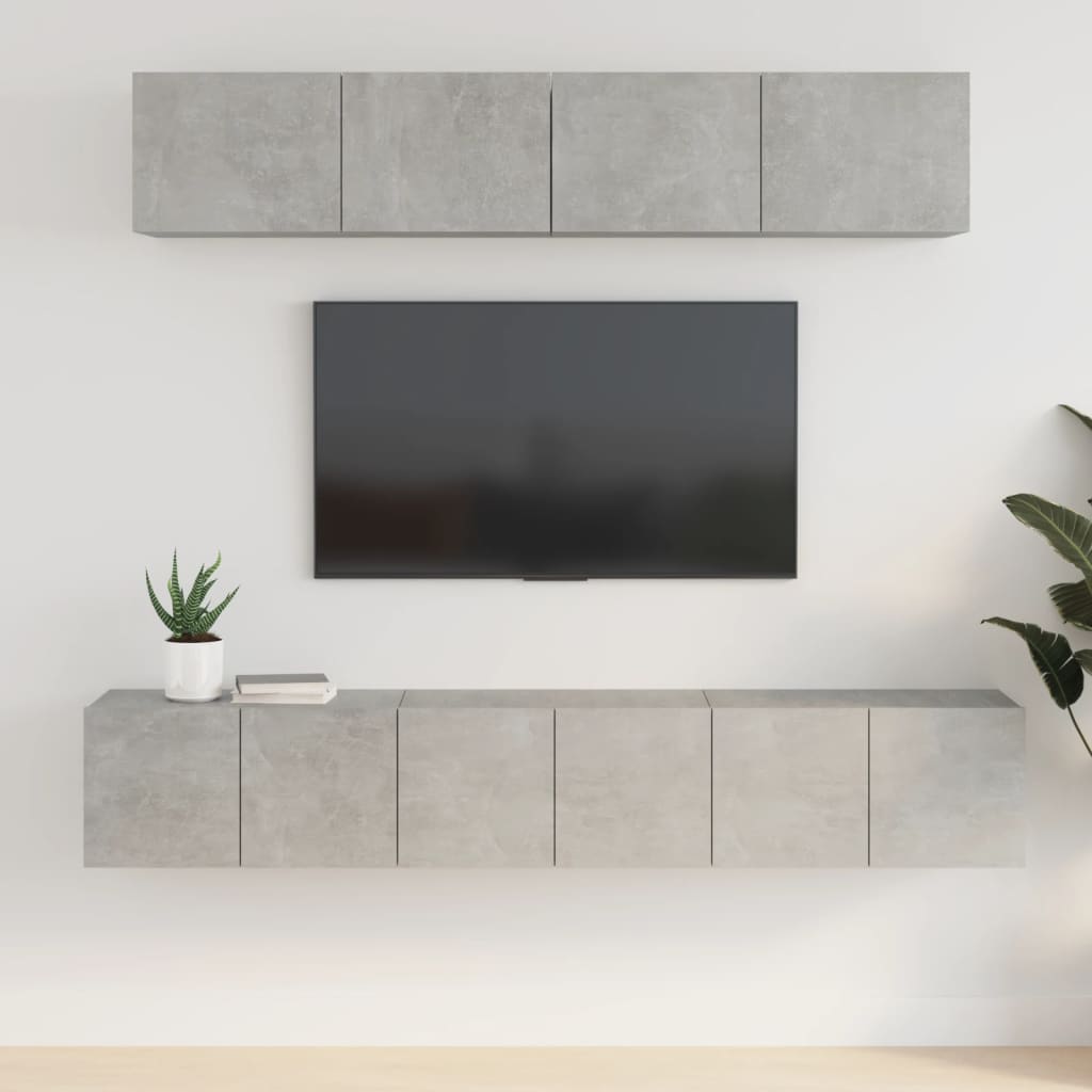 vidaXL 5-dijelni set TV ormarića siva betona konstruirano drvo - cover