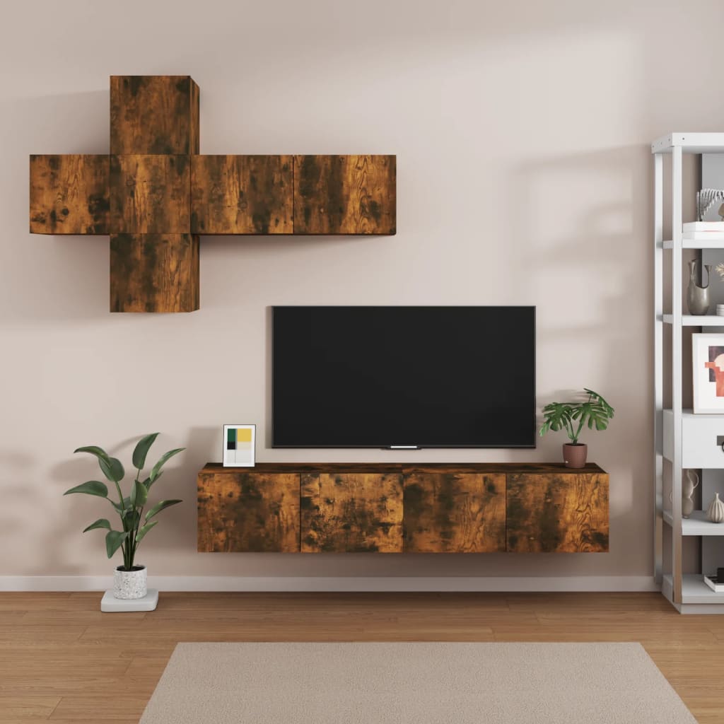 vidaXL 7-dijelni set TV ormarića boja dimljenog hrasta drveni - cover