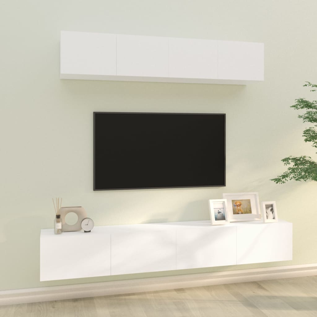 vidaXL 4-dijelni set TV ormarića bijeli od konstruiranog drva - cover