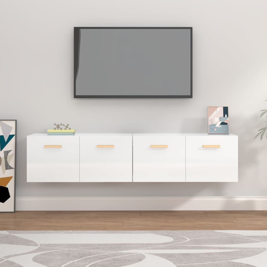 vidaXL Zidni ormarići 2 kom visoki sjajni bijeli 80x35x36,5 cm drveni - cover