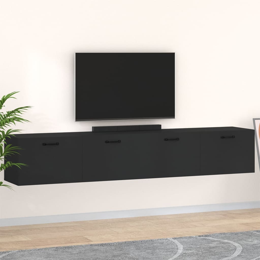 vidaXL Zidni ormarići 2 kom crni 100 x 36,5 x 35 cm konstruirano drvo - cover