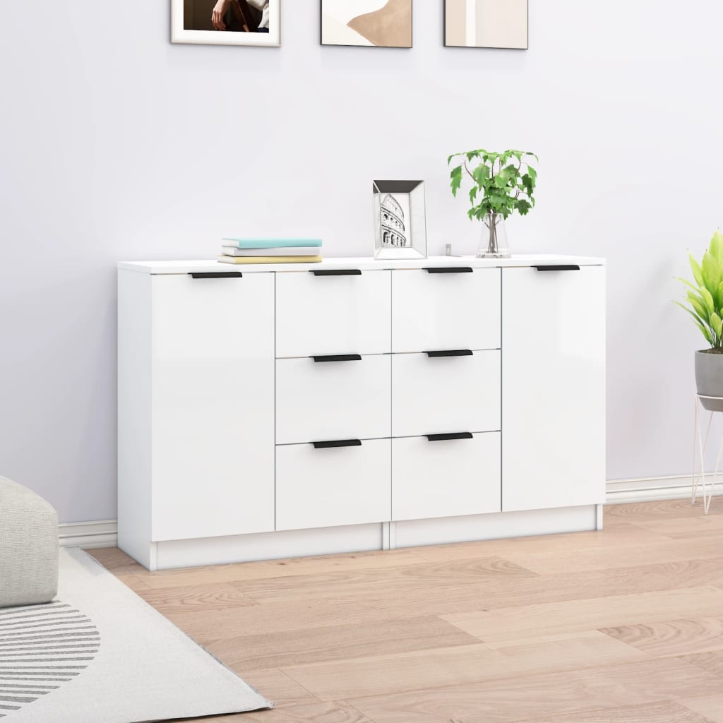 vidaXL Komoda 2 kom sjajna bijela 60x30x70 cm od konstruiranog drva - cover