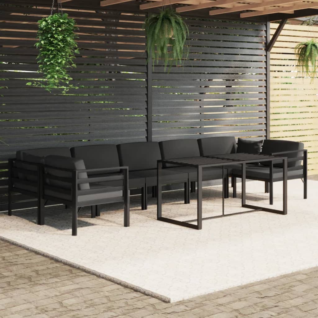 vidaXL 8-dijelna vrtna garnitura s jastucima aluminijska antracit - cover