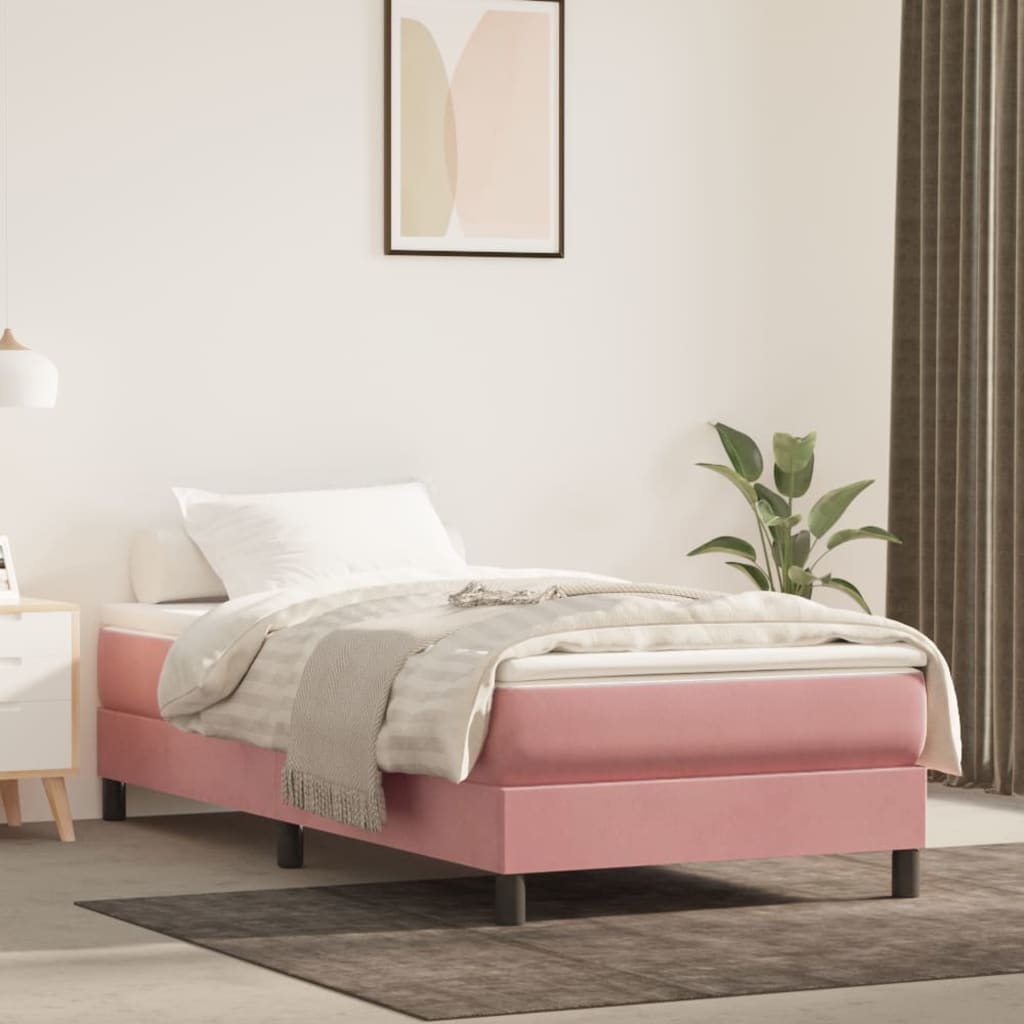 vidaXL Madrac s džepičastim oprugama rozi 90x190x20 cm baršunasti - cover