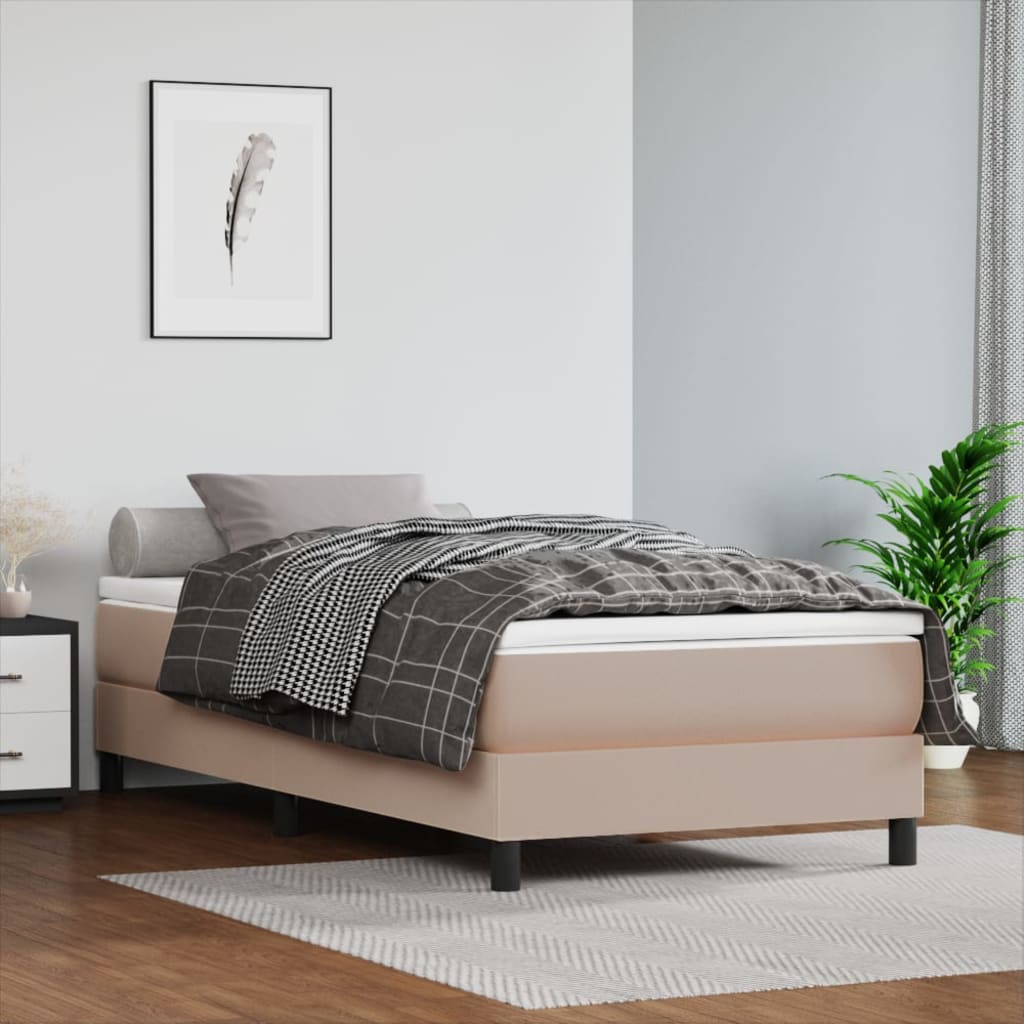 vidaXL Madrac s oprugama boja cappuccina 100x200x20 cm od umjetne kože - cover