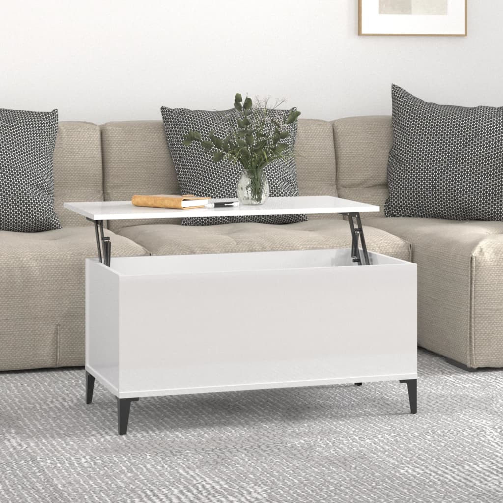 vidaXL Stolić za kavu sjajni bijeli 90x44,5x45 cm konstruirano drvo - cover