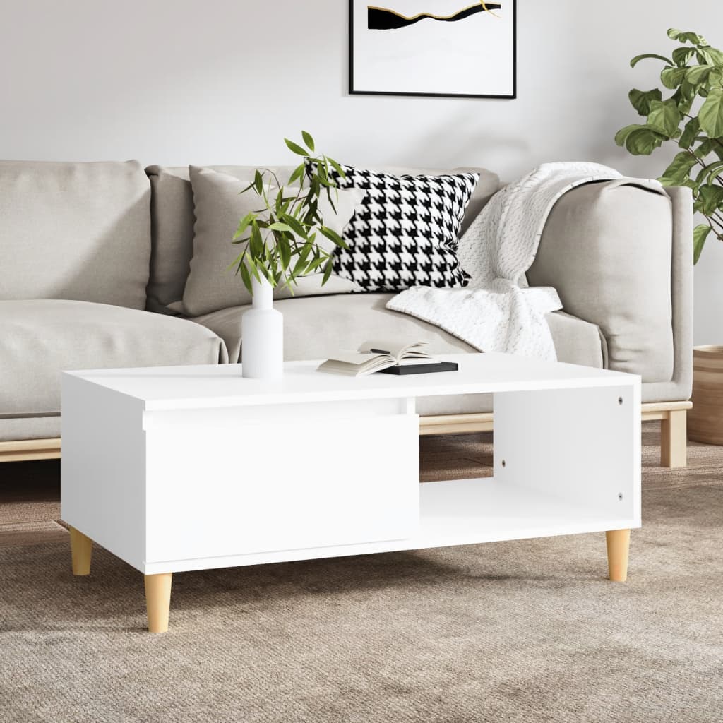 vidaXL Stolić za kavu bijeli 90 x 50 x 36,5 cm od konstruiranog drva - cover