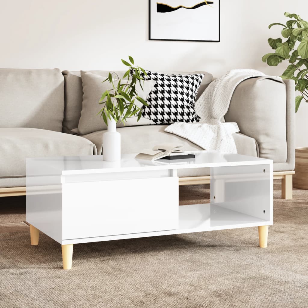 vidaXL Stolić za kavu sjajni bijeli 90x50x36,5 cm konstruirano drvo - cover