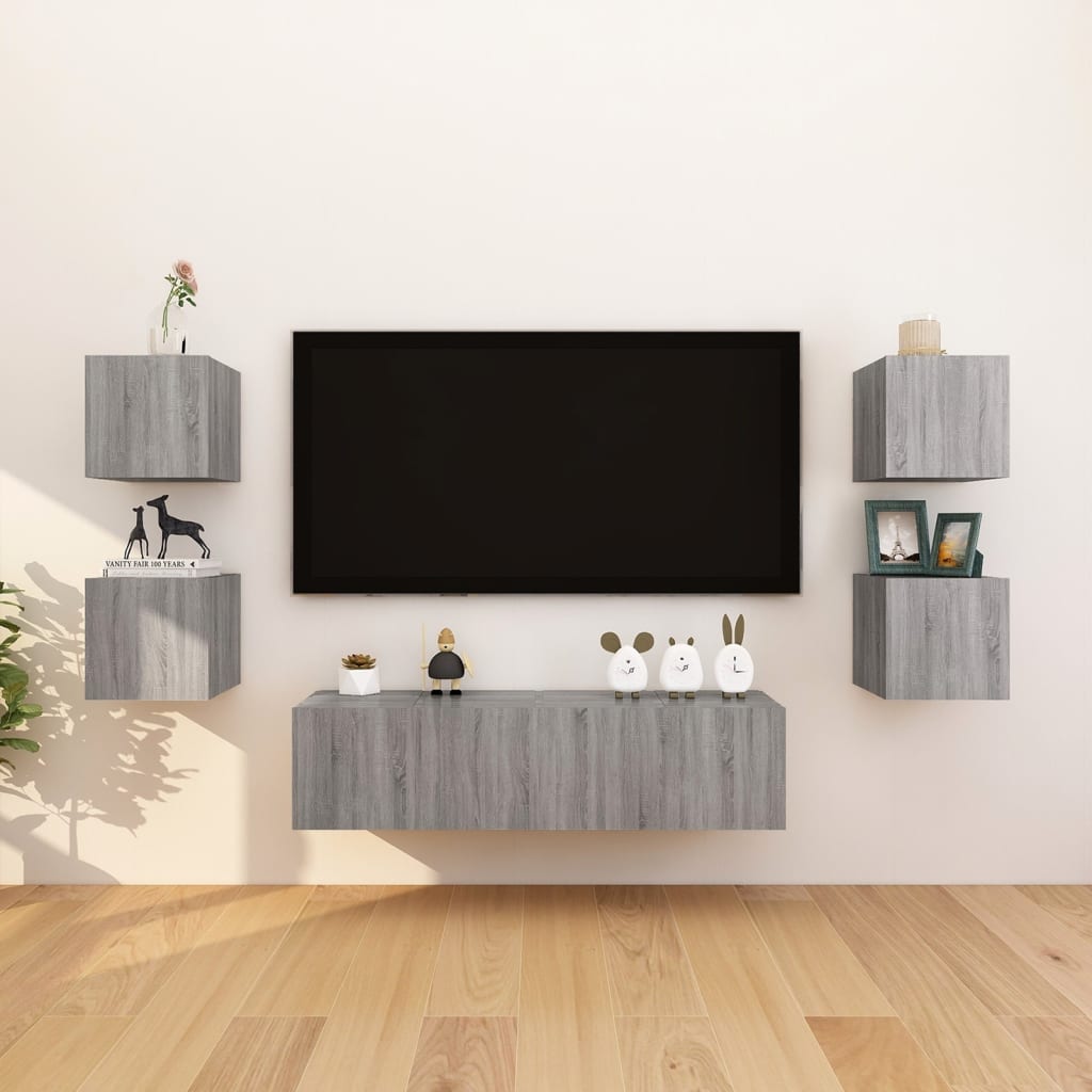 vidaXL Zidni TV ormarići 8 kom boja sivog hrasta sonome 30,5x30x30 cm - cover