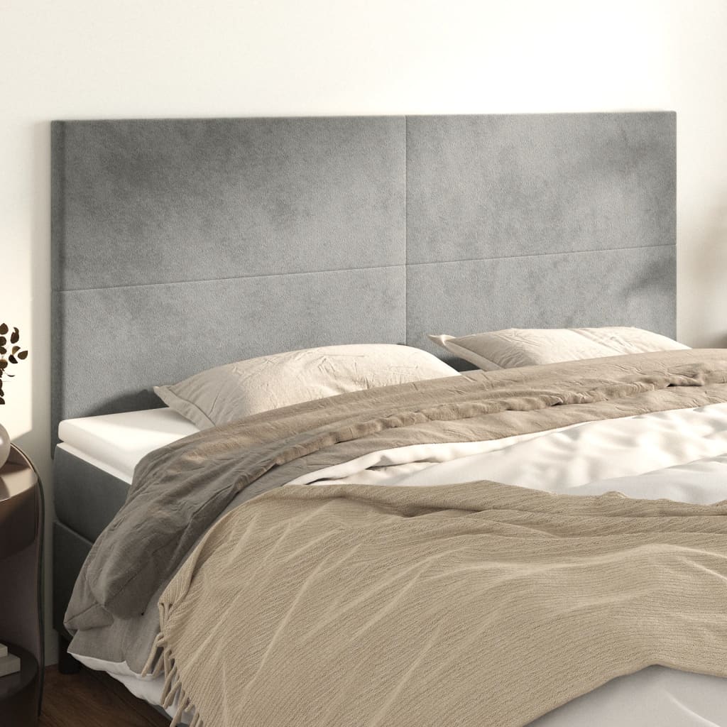 vidaXL Uzglavlja 4 kom svjetlosivi 80x5x78/88 cm baršunasta - cover