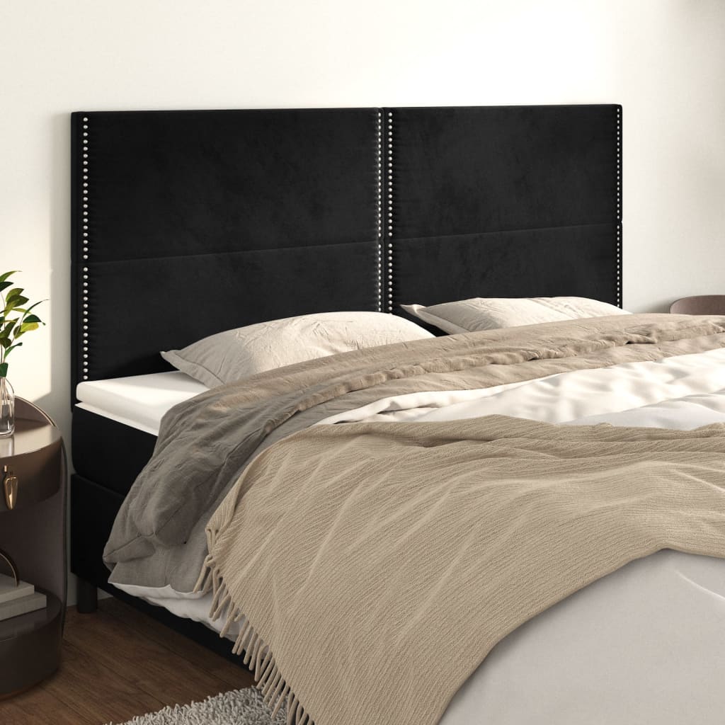 vidaXL Uzglavlje 4 kom crni 90x5x78/88 cm baršunasta - cover