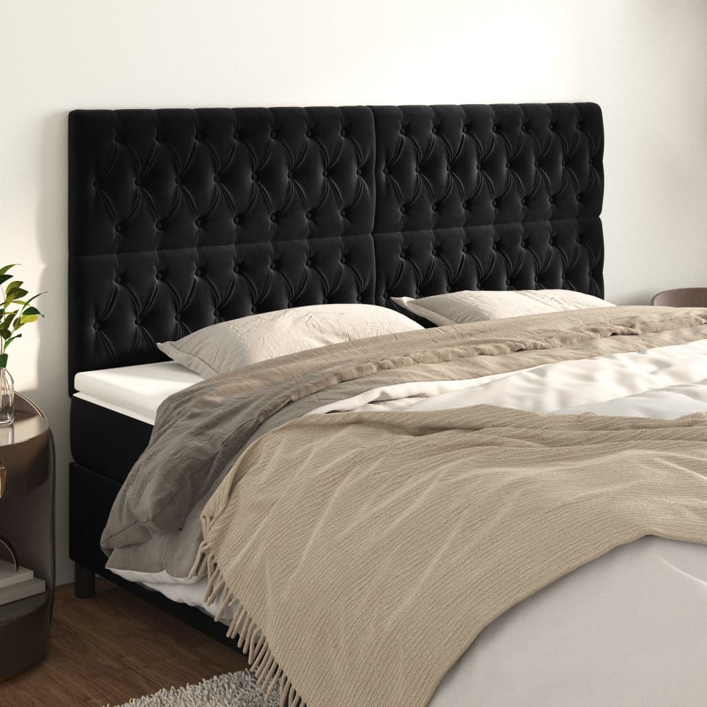 vidaXL Uzglavlja 4 kom crni 90x7x78/88 cm baršunasta - cover