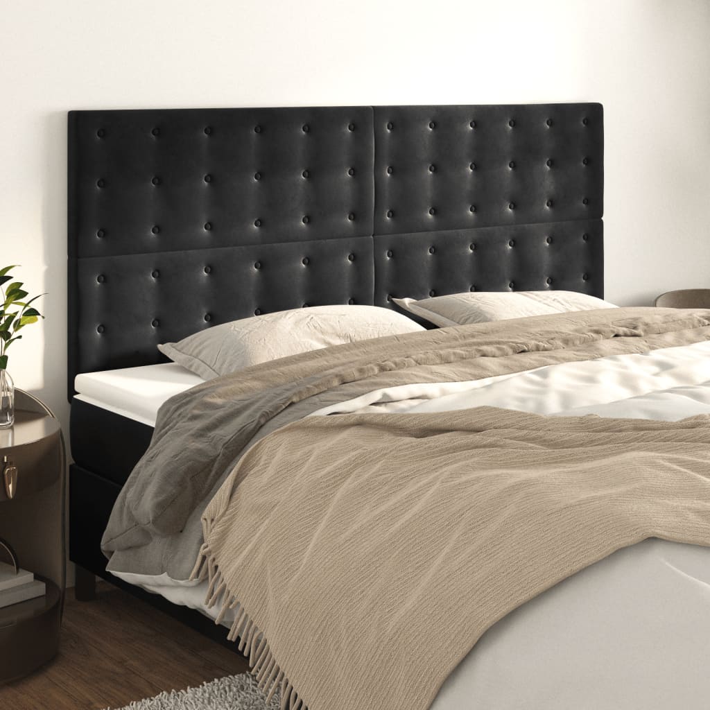 vidaXL Uzglavlje 4 kom crni 100x5x78/88 cm baršunasta - cover