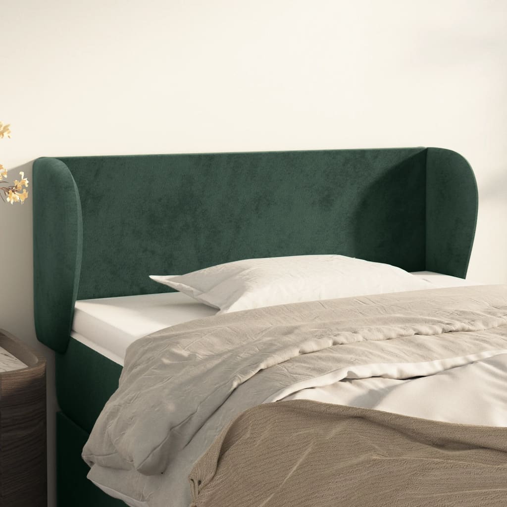 vidaXL Uzglavlje s ušima tamnozeleno 83x23x78/88 cm baršunasto - cover