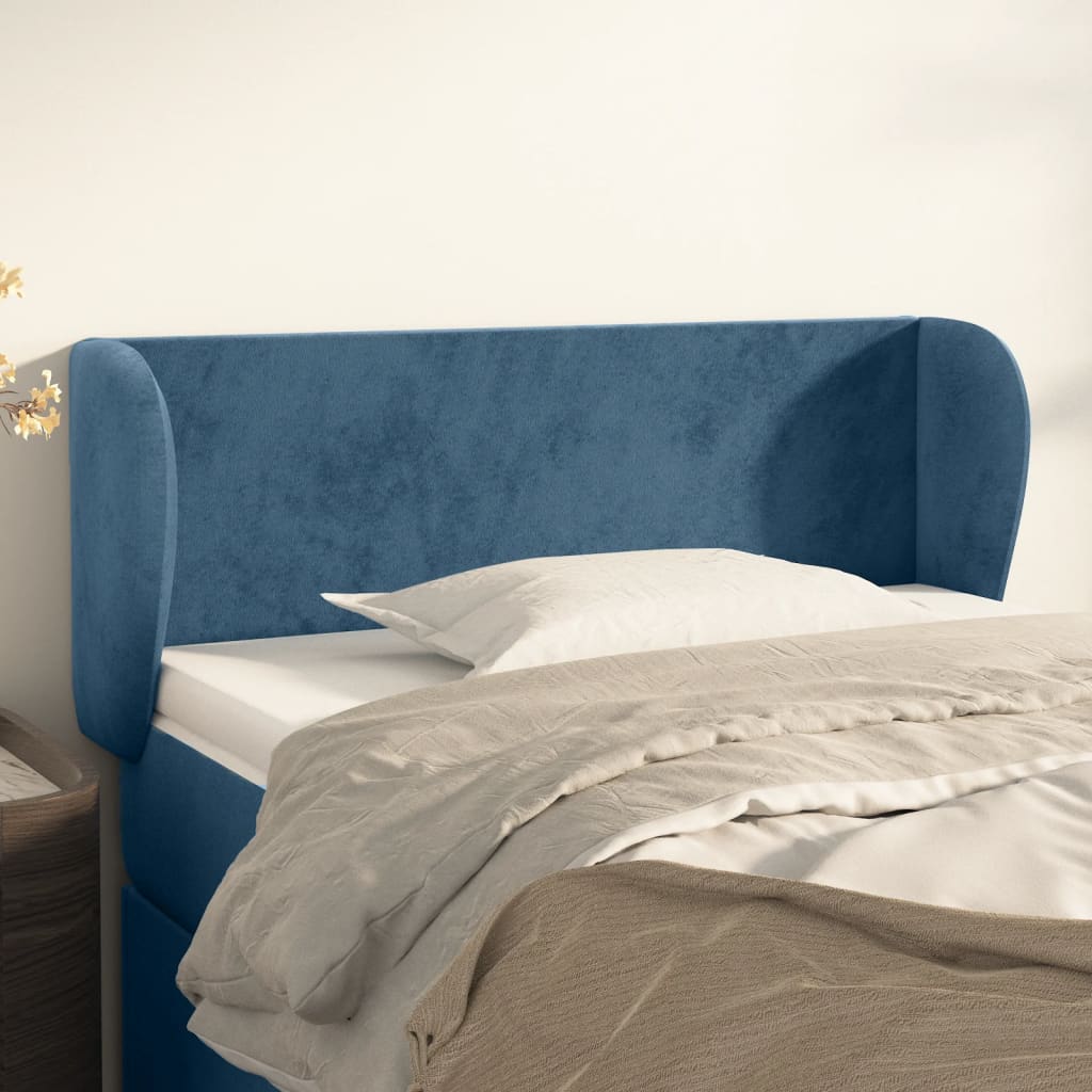vidaXL Uzglavlje s ušima tamnoplavo 93x23x78/88 cm baršunasto - cover