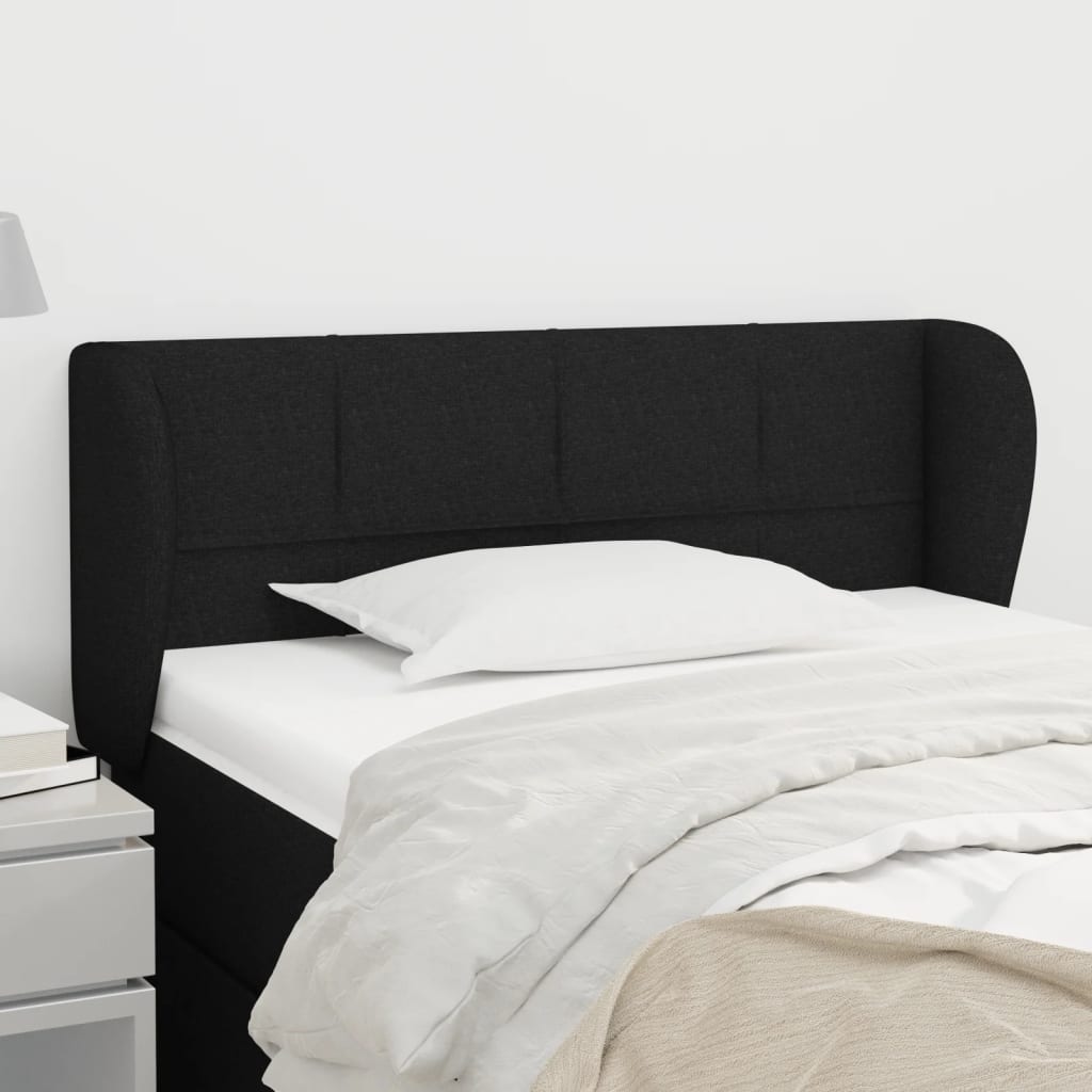 vidaXL Uzglavlje s ušima crno 93x23x78/88 cm od tkanine - cover