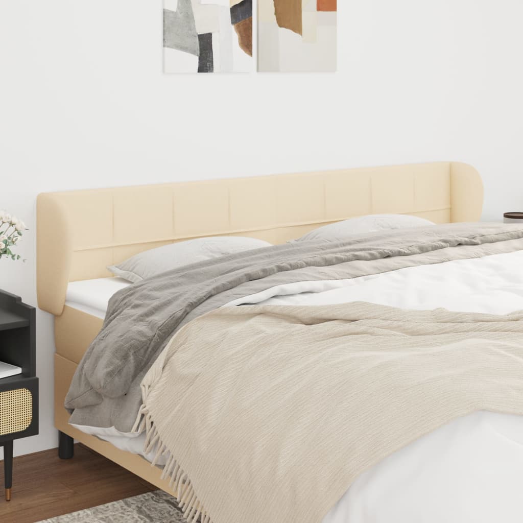 vidaXL Uzglavlje s ušima krem 183x23x78/88 cm od tkanine - cover