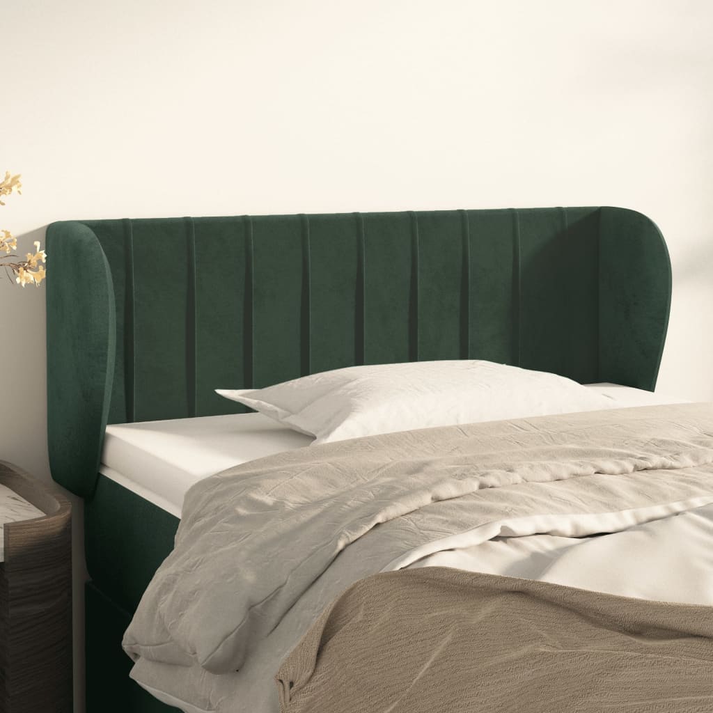 vidaXL Uzglavlje s ušima tamnozeleno 83x23x78/88 cm baršunasto - cover