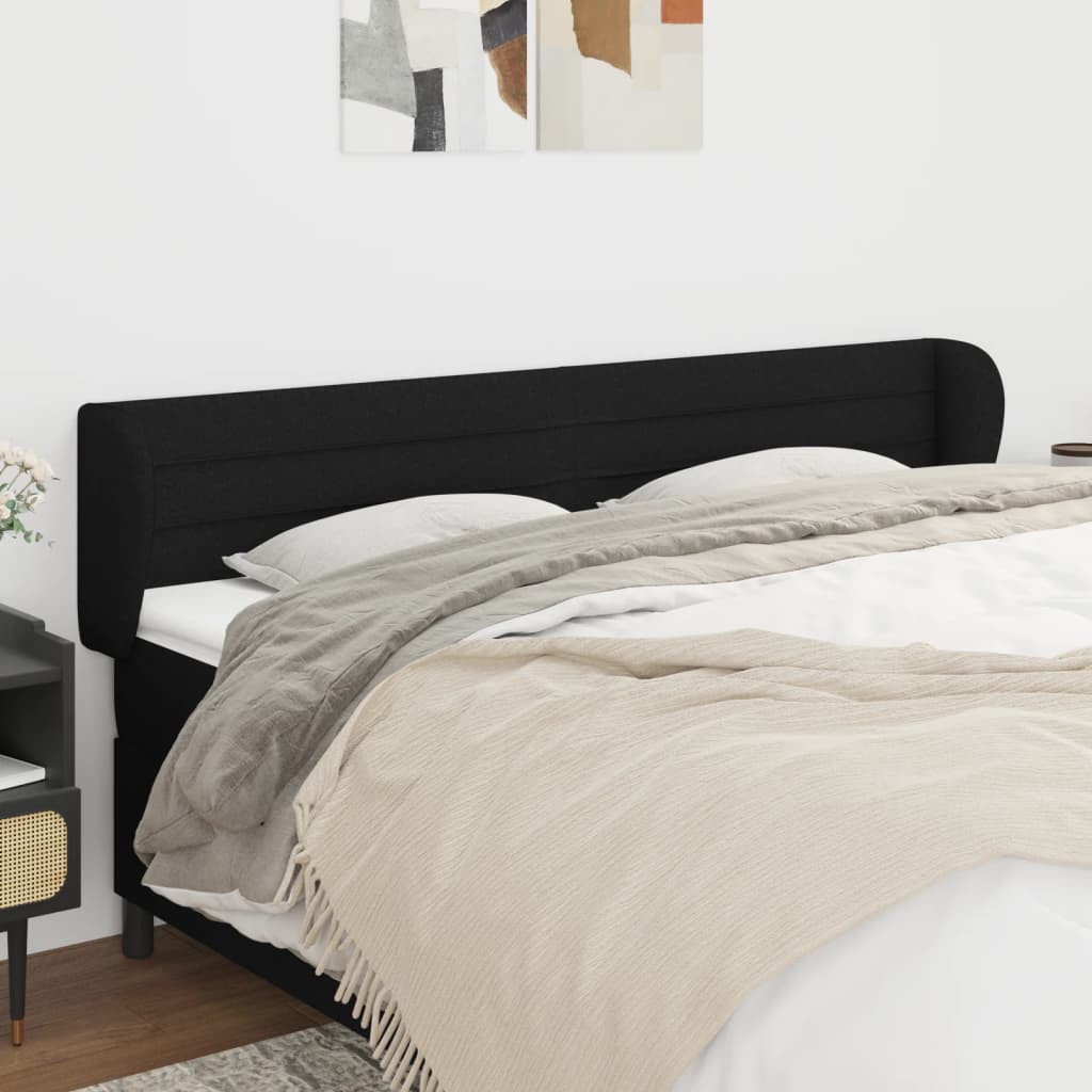 vidaXL Uzglavlje s ušima crno 203x23x78/88 cm od tkanine - cover