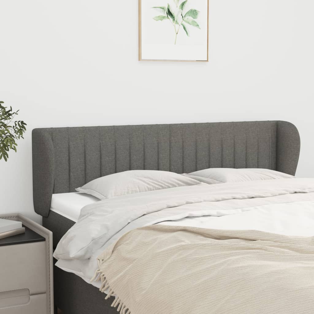 vidaXL Uzglavlje s ušima tamnosivo 147x23x78/88 cm od tkanine - cover