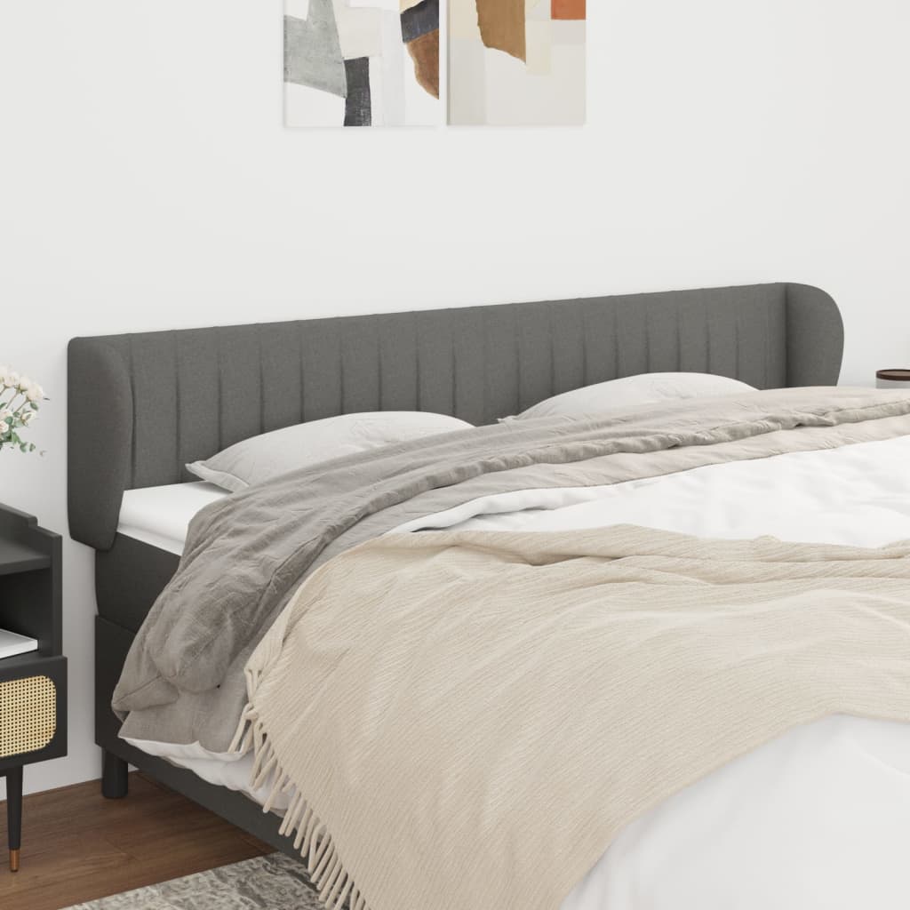 vidaXL Uzglavlje s ušima tamnosivo 203x23x78/88 cm od tkanine - cover