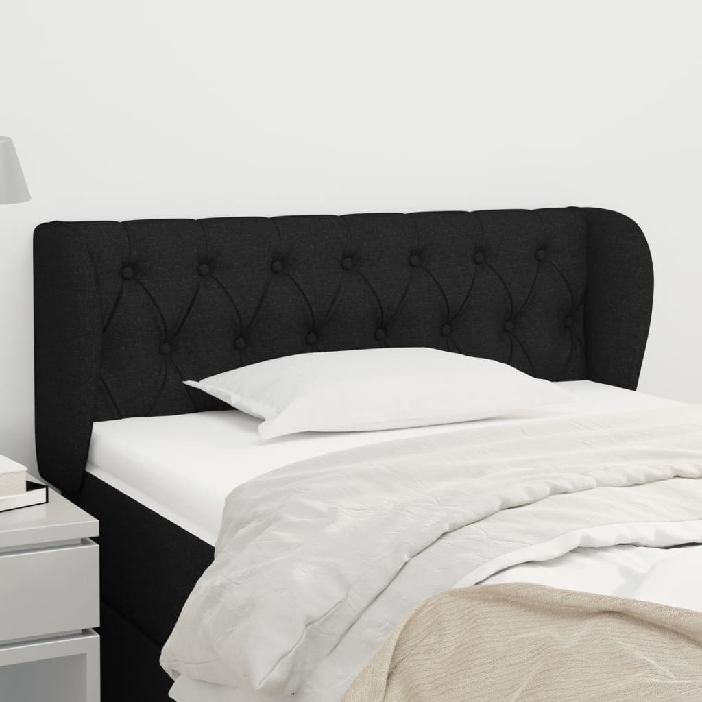vidaXL Uzglavlje s ušima crno 93x23x78/88 cm od tkanine - cover