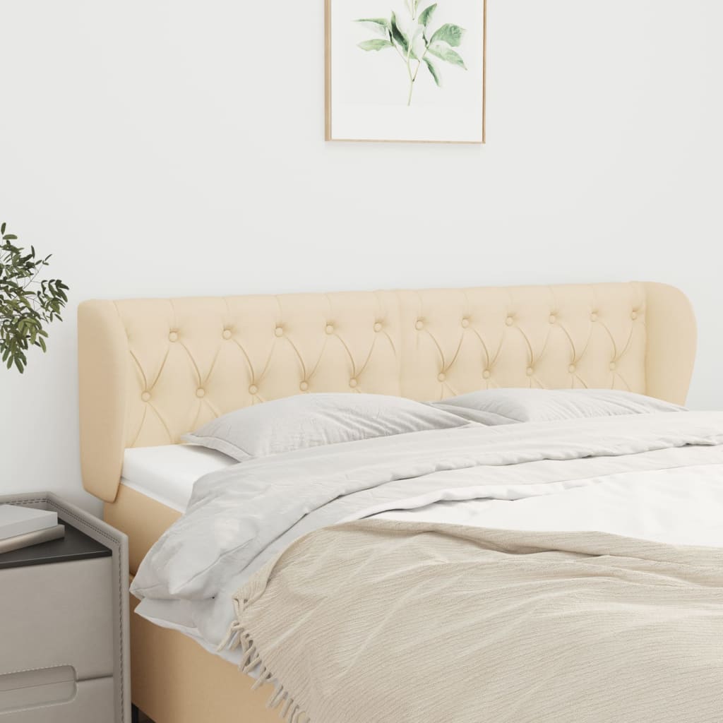 vidaXL Uzglavlje s ušima krem 163x23x78/88 cm od tkanine - cover