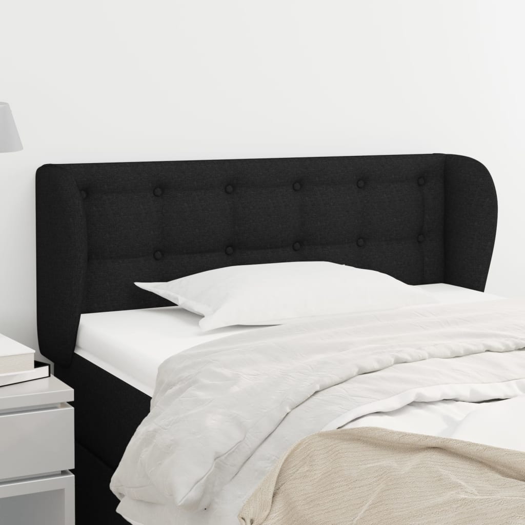 vidaXL Uzglavlje s ušima crno 83x23x78/88 cm od tkanine - cover