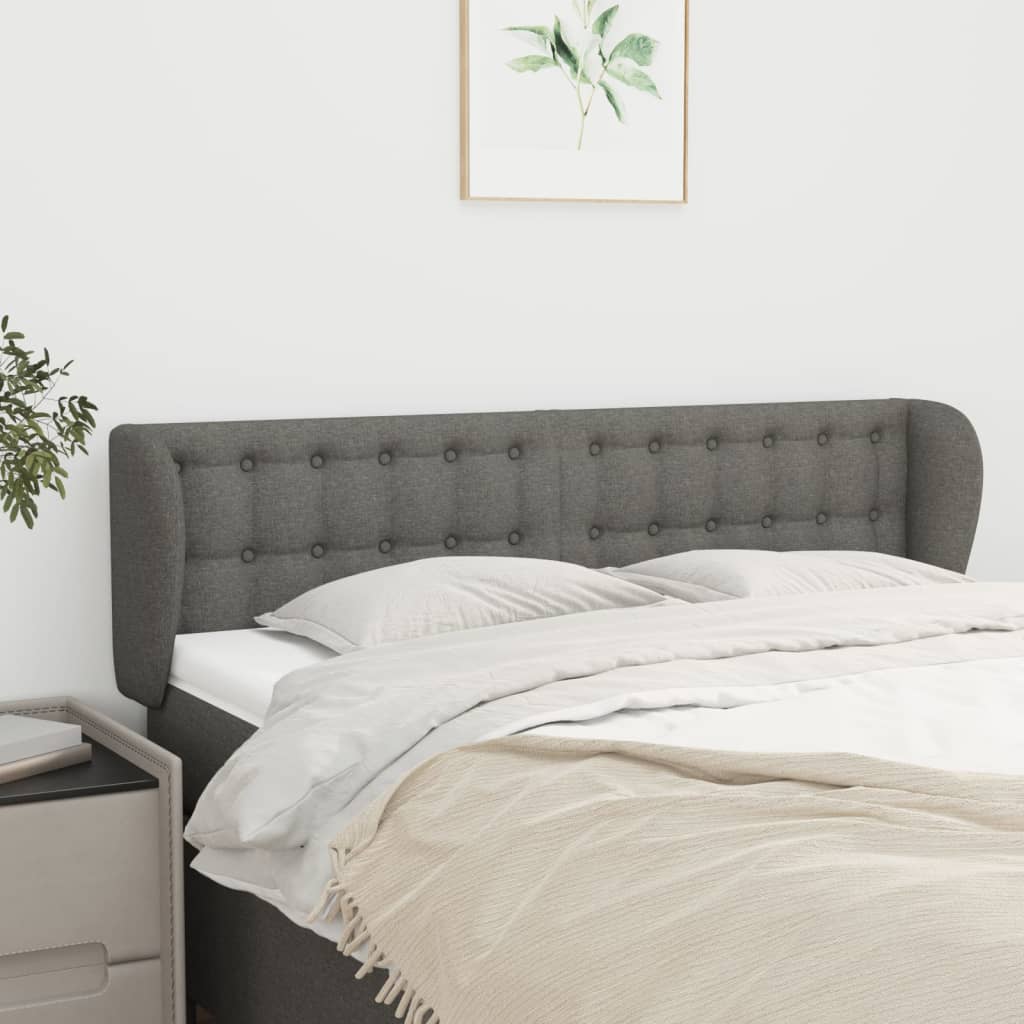 vidaXL Uzglavlje s ušima tamnosivo 147x23x78/88 cm od tkanine - cover