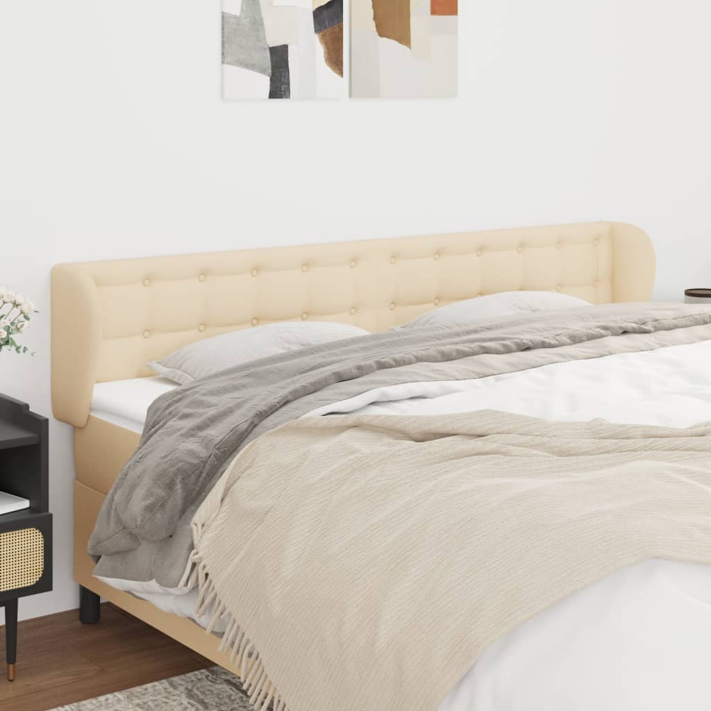 vidaXL Uzglavlje s ušima krem 163x23x78/88 cm od tkanine - cover