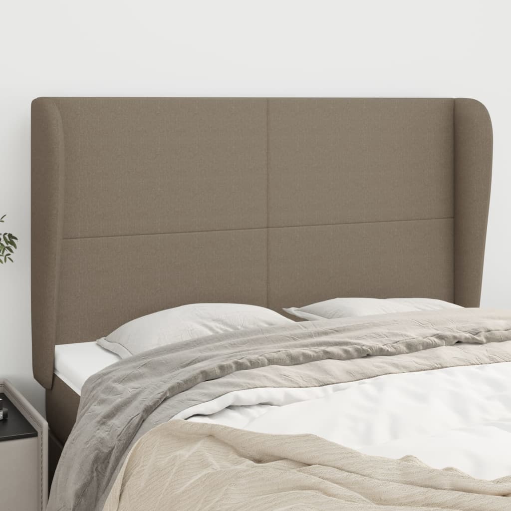 vidaXL Uzglavlje s ušima smeđesivo 147x23x118/128 cm od tkanine - cover