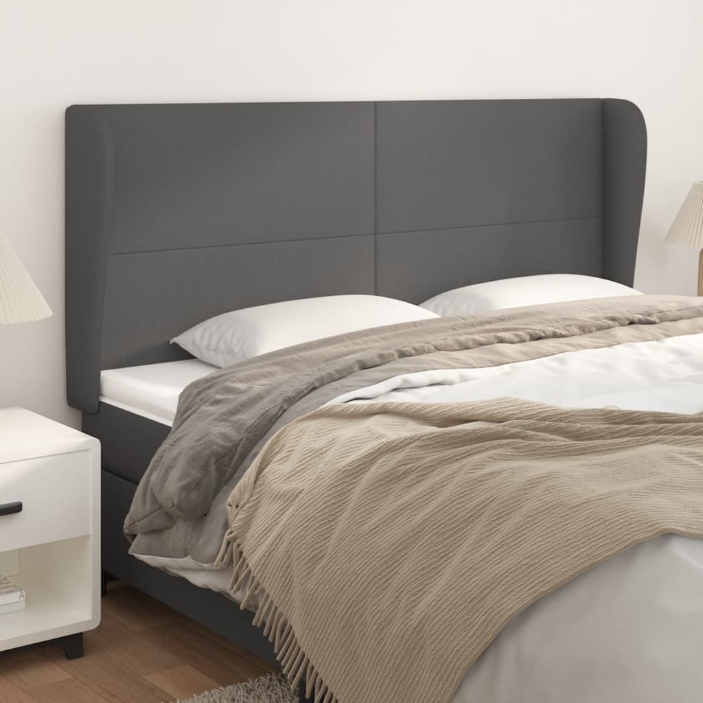 vidaXL Uzglavlje s ušima sivo 163x23x118/128 cm od umjetne kože - cover