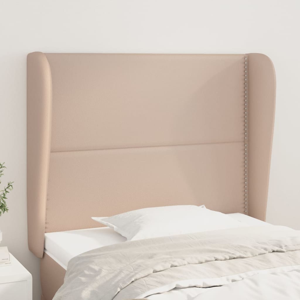 vidaXL Uzglavlje s ušima boja cappuccina 83x23x118/128 cm umjetna koža - cover