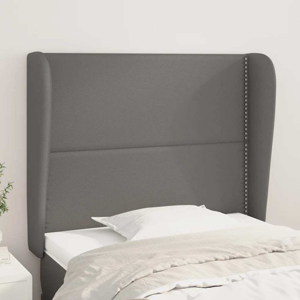vidaXL Uzglavlje s ušima sivo 93x23x118/128 cm od umjetne kože - cover