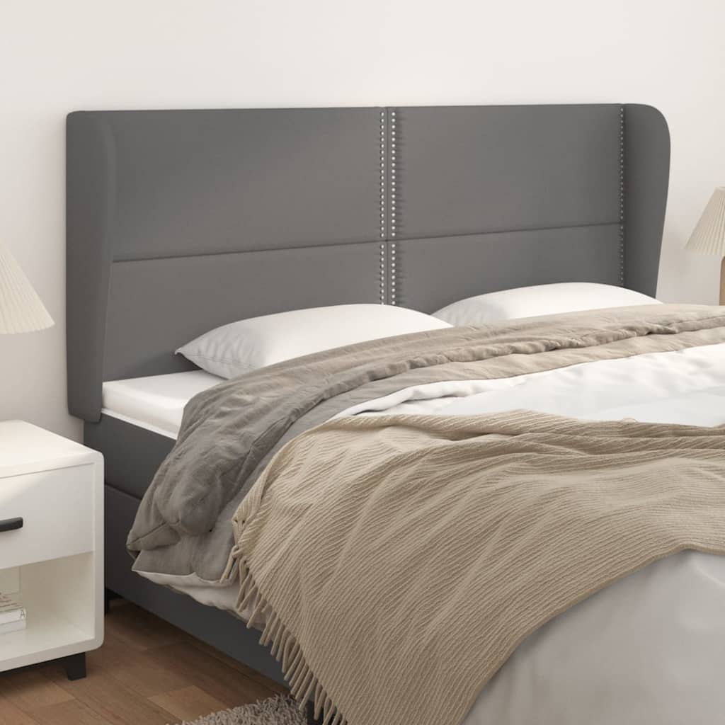 vidaXL Uzglavlje s ušima sivo 203x23x118/128 cm od umjetne kože - cover